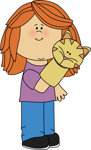 With A Puppet Clip Art Image   Little Girl Playing With A Cat Puppet