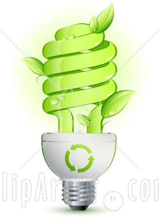 27230 Clipart Illustration Of A Green Energy Efficient Lightbulb With