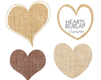 Burlap Clipart  Burlap Hearts  With 12 Burlap Hearts  4 Shapes 3