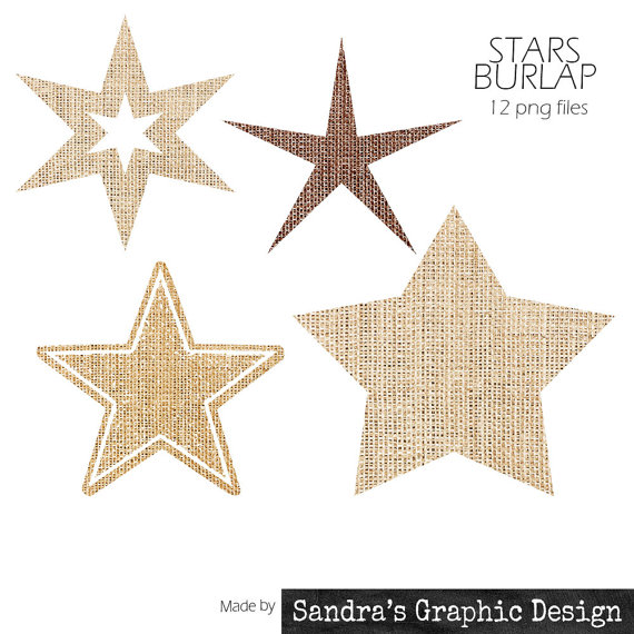 Burlap Clipart  Star Silhouet With 12 Burlap Stars  4 Shapes 3    