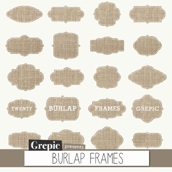 Burlap Frames Clipart  Burlap Frames Clipart Pack With Burlap Labels    