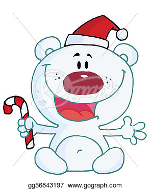Candy Cane And Wearing A Santa Hat Royalty Free Vector Illustration