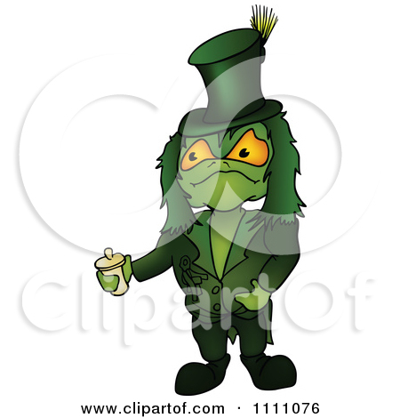 Clipart Green Water Sprite Holding A Container   Royalty Free Vector