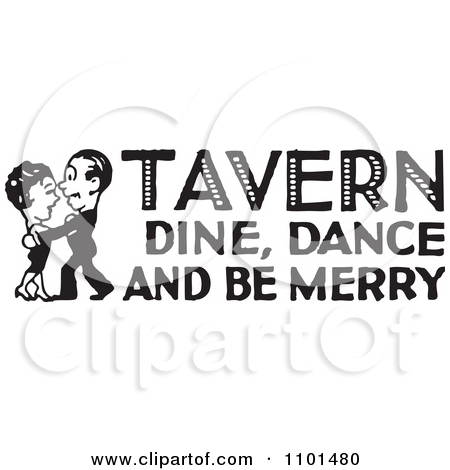 Clipart Retro Black And White Couple Dancing With Tavern Dine Dance