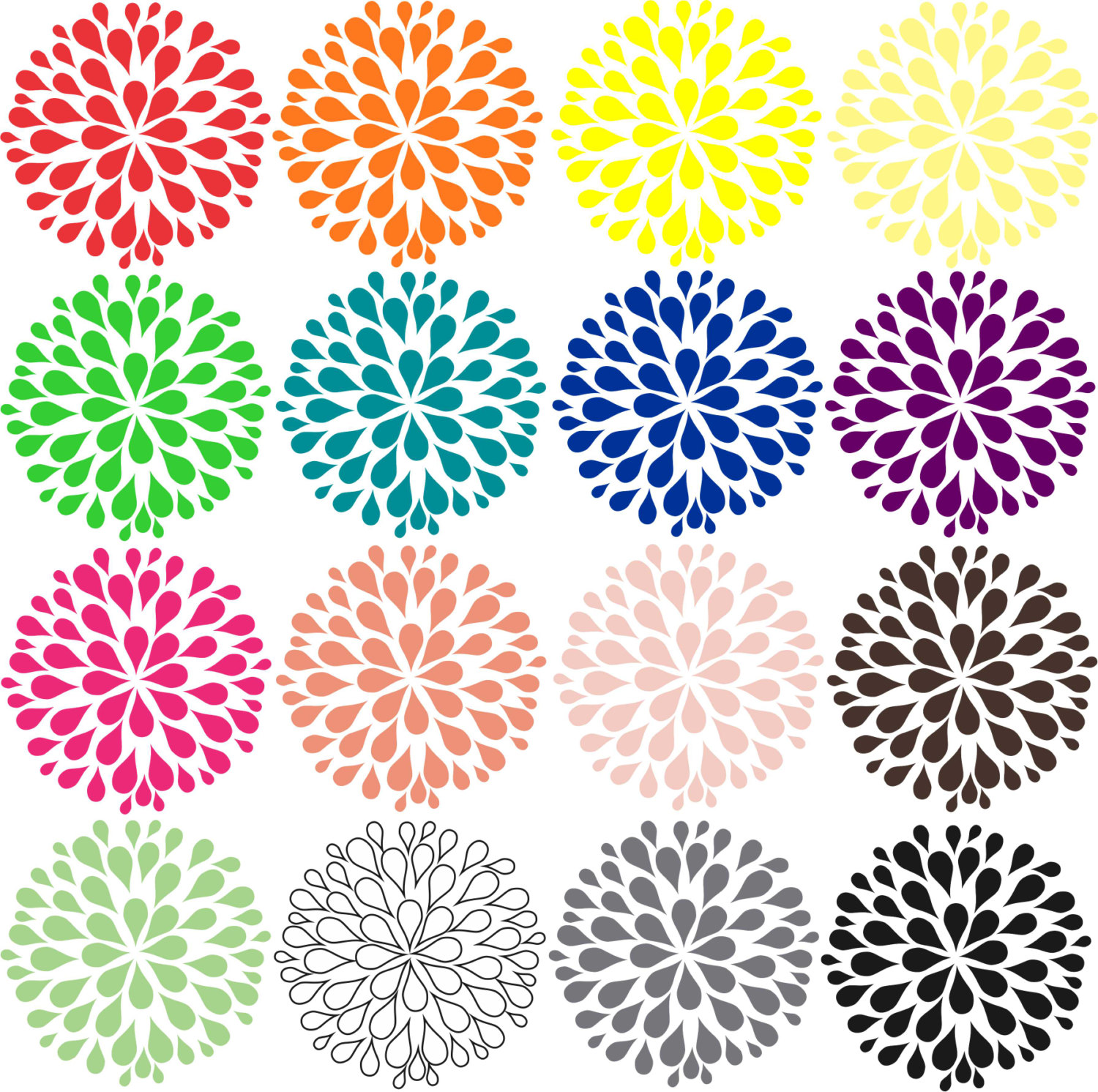 Flower Clipart Dahlia Clip Art 16 Different Colored By Gemmedsnail
