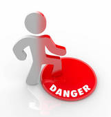 Red Button Person Warned Of Threats And Hazards   Clipart Graphic
