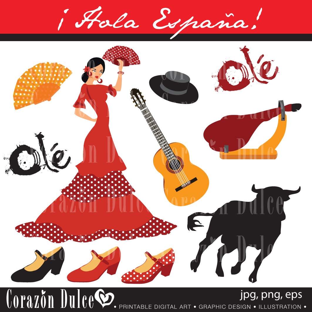 Spain 1 Digital Clip Art Set Personal And By Corazondulce On Etsy
