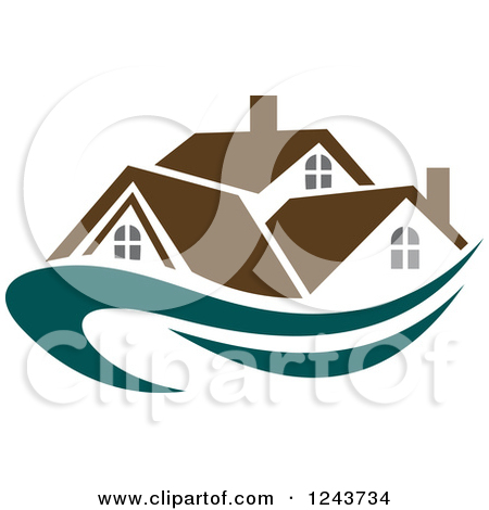 Teal Swoosh Under A House With A Blue Roof By Seamartini Graphics