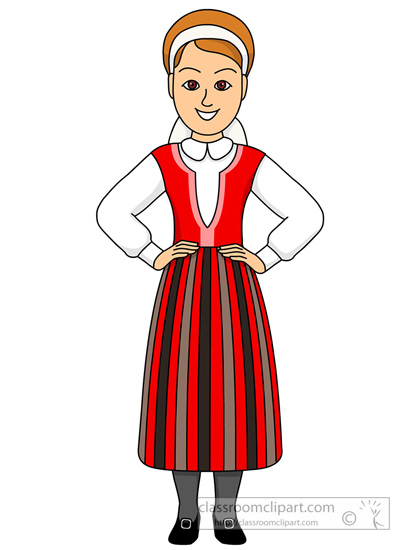 Traditional Cultural Costume Woman Norway   Classroom Clipart