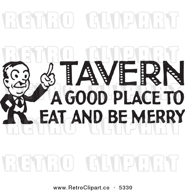Vector Clipart Of A Black And White Retro Man With Tavern A Good Place