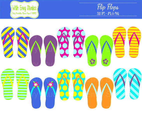 50  Off Flip Flop Digital Clipart Set Summer Clip Art Beach Clipart    