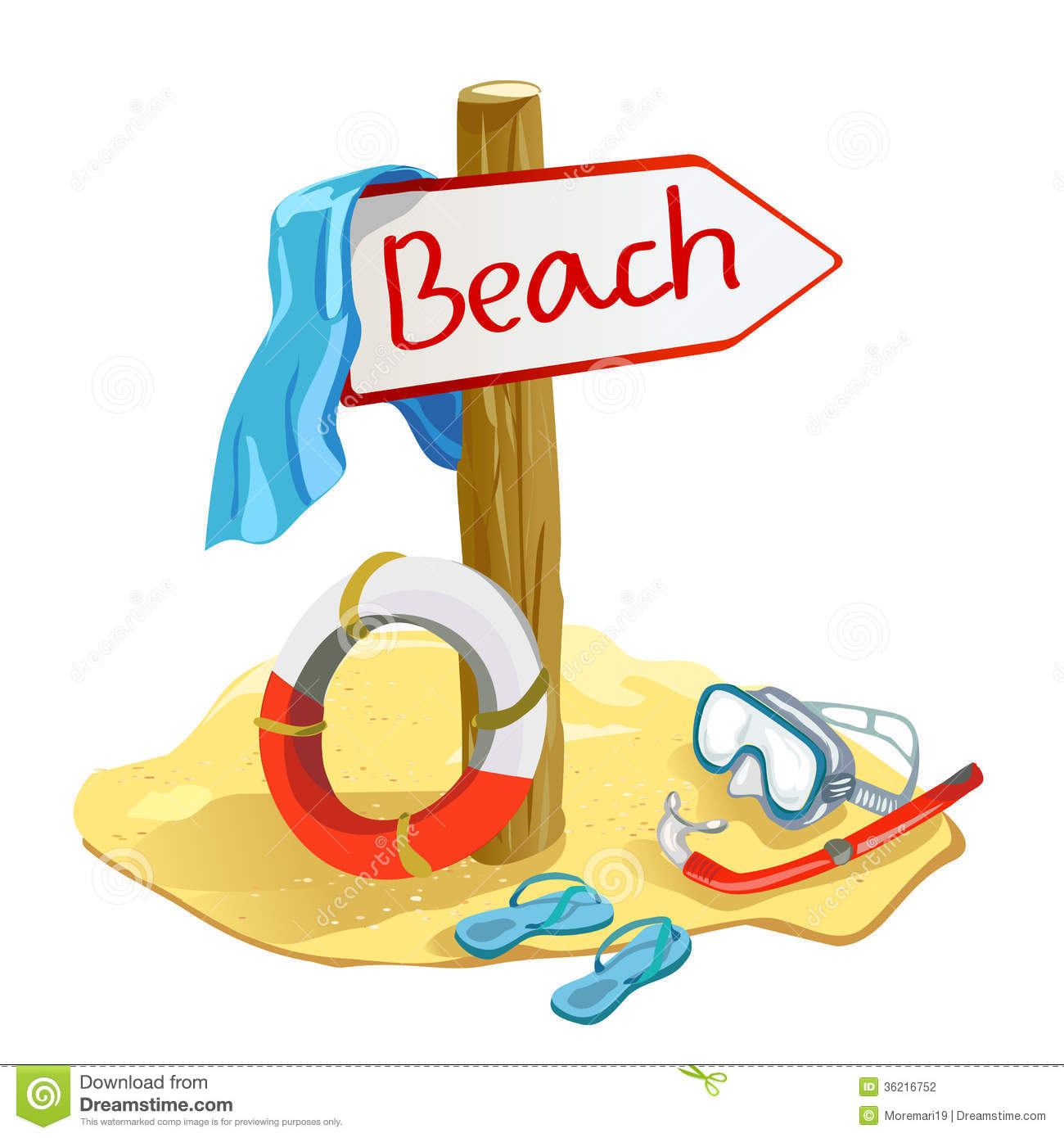 Beach Items With The Pointer Stock Photography   Image  36216752