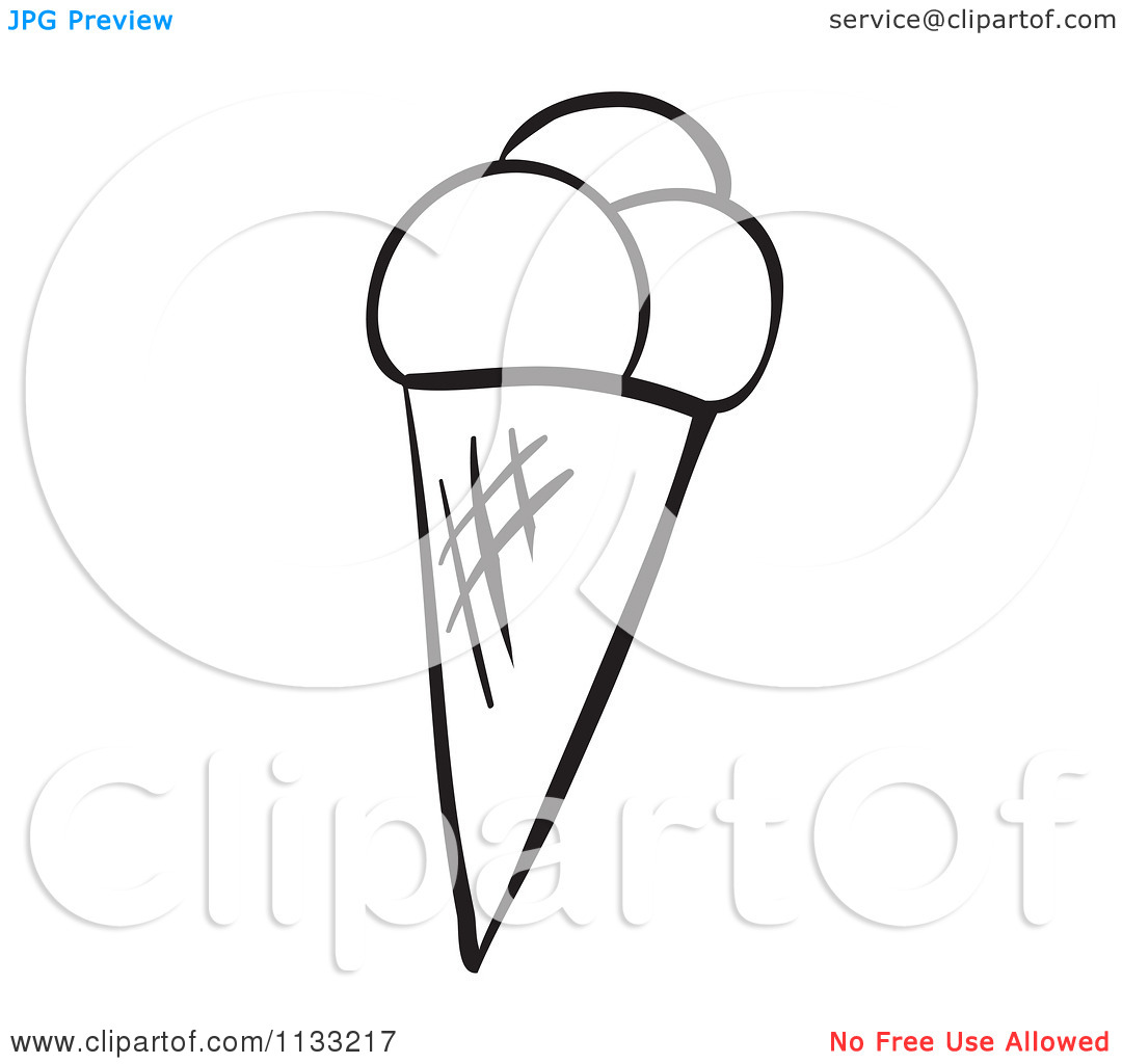 Black And White Ice Cream Cone Clipart Cartoon Of A Black And White