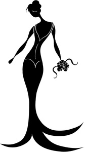 Bride Clipart Image   Silhouette Of An Elegant Woman In A Long Gown