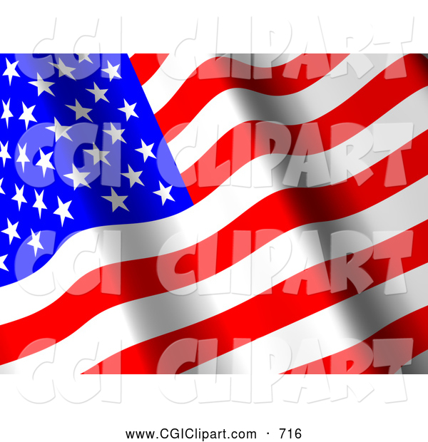 Clip Art Of A Patriotic 3d Waving American Flag Banner By Shazamimages    