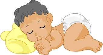 Clip Art Of A Sleeping Baby Wearing A Diaper And Sucking Its Thumb