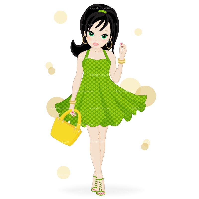 Clipart Fashion Lady Green Dress   Royalty Free Vector Design