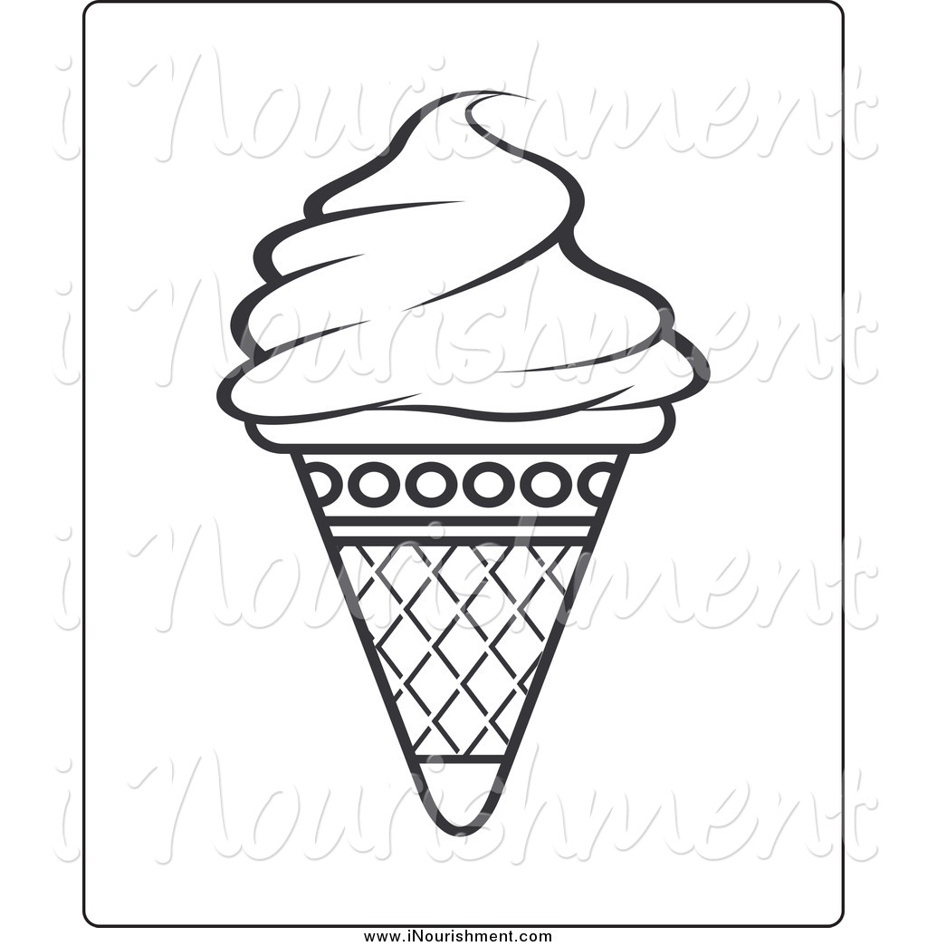 Clipart Of A Black And White Ice Cream Cone By Lal Perera    3700