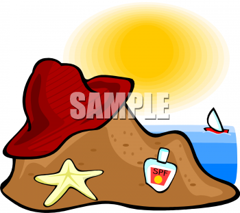 Clipart Picture Of Beach Items In The Sand