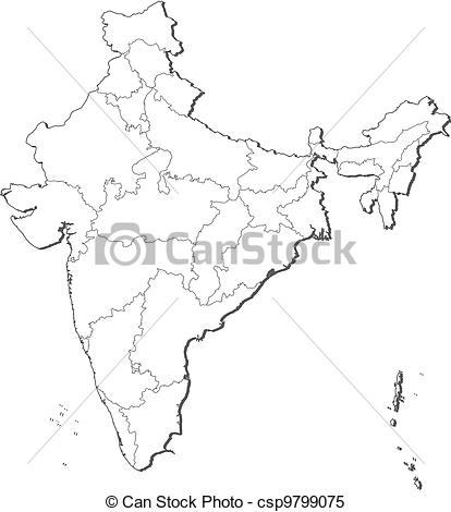 Clipart Vector Of Map Of India   Political Map Of India With The