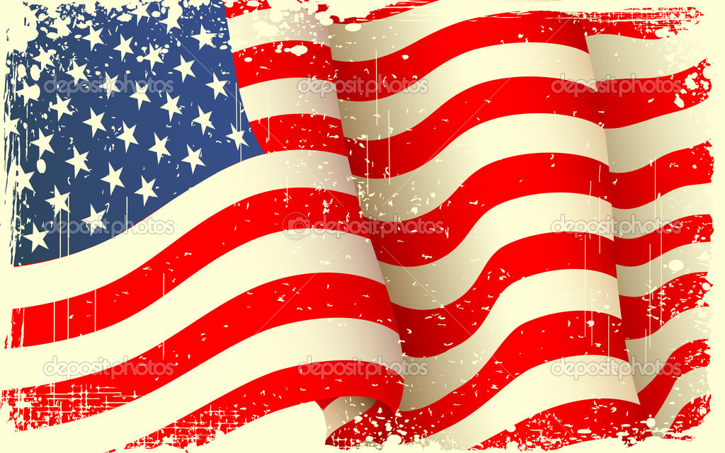 Grungy American Flag Waving   Stock Vector   Vectomart  11365782