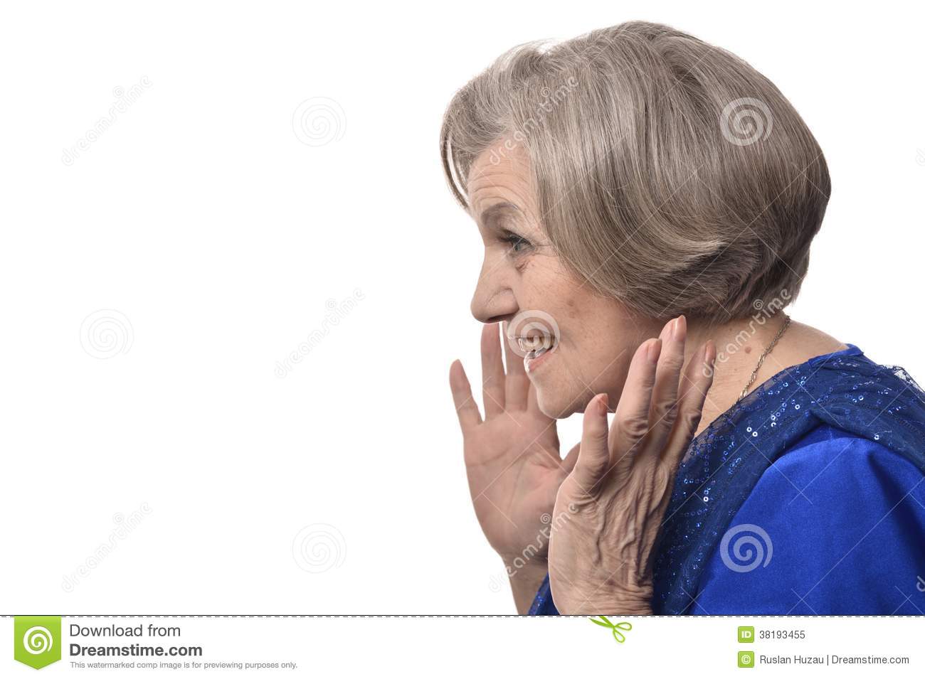Happy Smiling Elder Woman In Elegant Dress Royalty Free Stock Photo