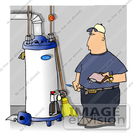     Hot Water Heater Repair Man Taking Notes For A Quote Clipart By Djart