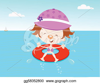 Illustration   Girl With Inner Tube  Eps Clipart Gg58352800   Gograph