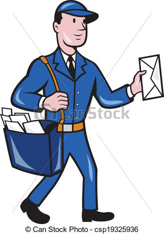 Illustration Of A Postman Mailman Delivery Worker Delivering Parcel