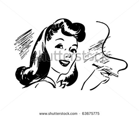Lady With Cigarette Holder   Retro Clipart Illustration   Stock Vector