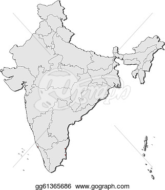 Map Of India Puducherry Highlighted  Clipart Gg61365686