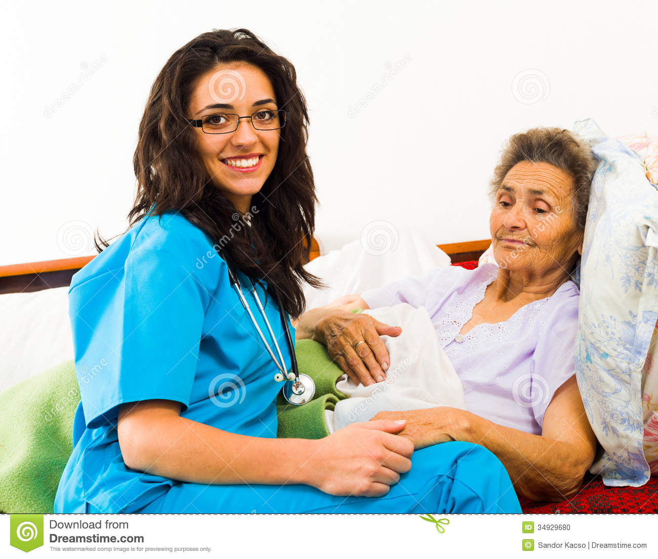 Nurse Caring For Elder Patients Stock Photo   Image  34929680