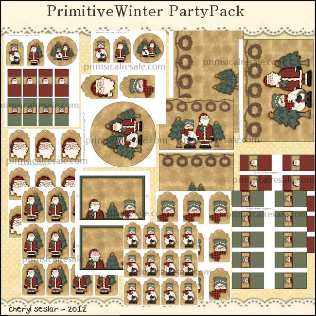 Primitive Winter Party Pack    6 99   Primsical Resale