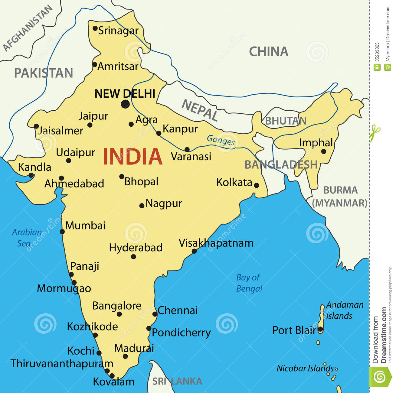 Republic Of India   Vector Map Royalty Free Stock Photo   Image