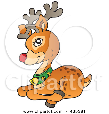 Rf  Clipart Illustration Of Rudolph The Red Nose Reindeer Laying Down