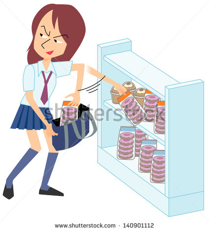 The Female High School Student Who Shoplifts   Stock Photo