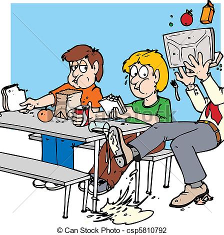 Vector Illustration Of Lunch Room Slip   A Teacher Slipping On Milk In