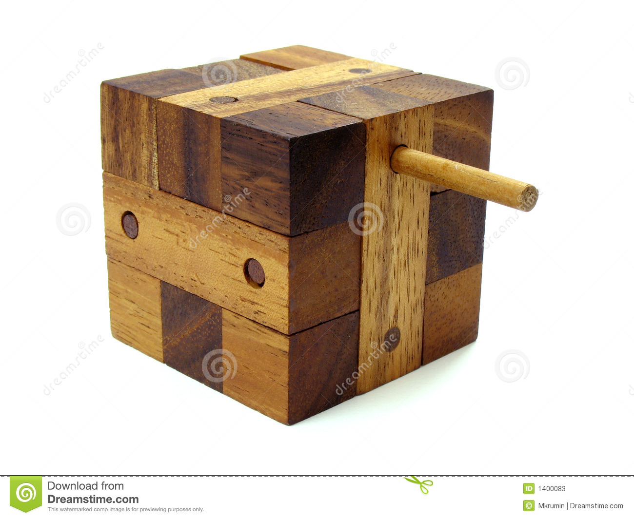 Wooden Cube Puzzle  Isolated On White Background