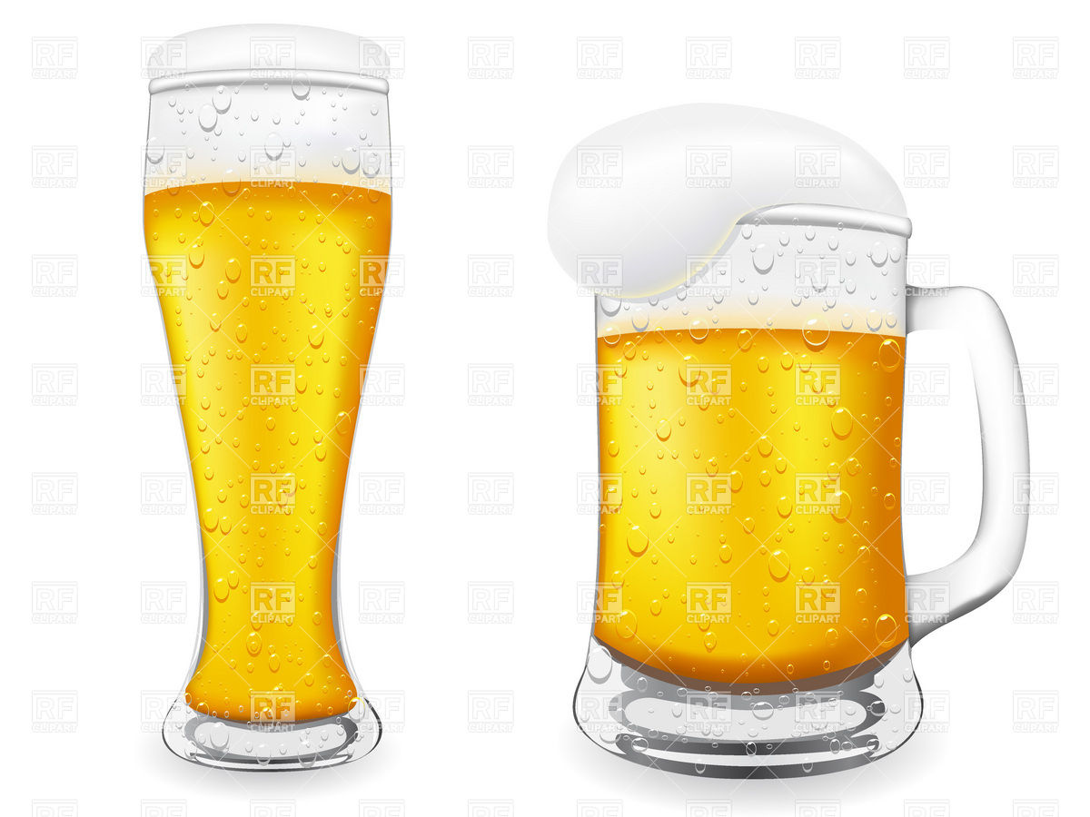 Beer Glass And Mug With Froth Download Royalty Free Vector Clipart