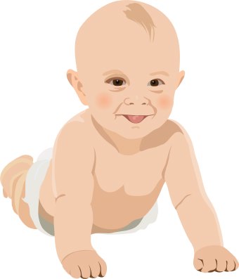 Clip Art Of A Smiling Baby Lying On Her Stomach