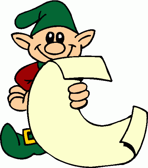 Elf With List Clipart Gif