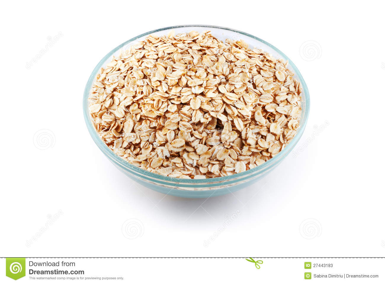 Oats In Transparent Bowl Isolated On White Stock Photos   Image