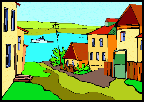 Town By Lake Clipart   Town By Lake Clip Art