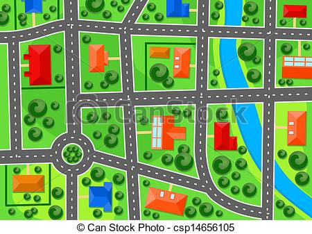 Vector Clipart Of Map Of Suburb Town For Real Estate Concept Design