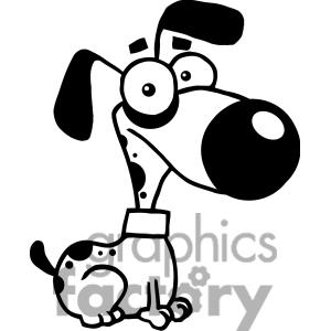 Black And White Cute Cartoon Dog