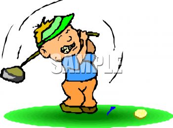 Cartoon Of A Golfer Missing The Ball   Royalty Free Clipart Picture