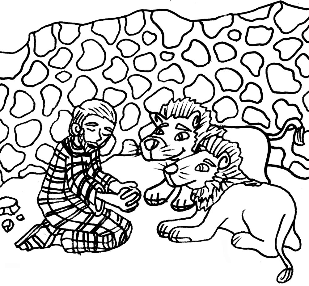 Daniel And The Lions Den Coloring Page