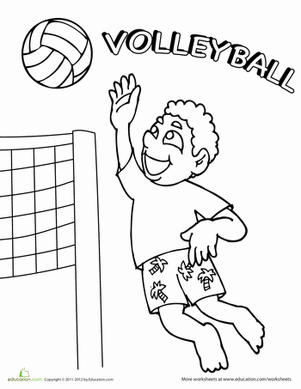 First Grade Sports Worksheets  Sports Coloring  Volleyball Set