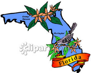 Florida Clipart Blue State Florida With State Symbols The Orange