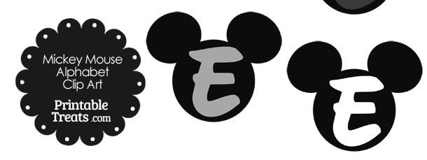 Grey Mickey Mouse Head Letter E Clipart